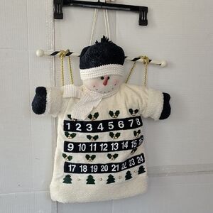 Festive Snowman Advent Calendar - Cream Navy W/ Ornaments